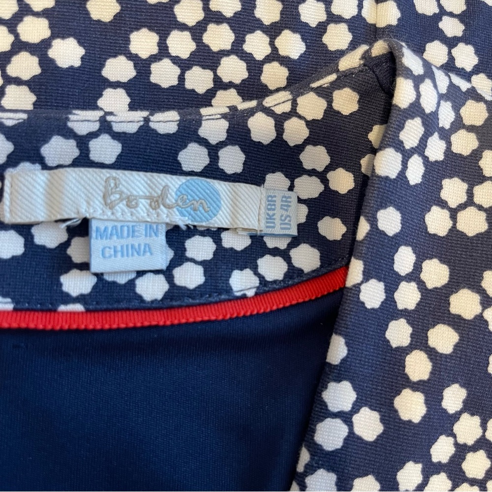 Boden Lined 3/4 Sleeve Dress, Navy & White, with Pockets. Size 4 US / 8 UK. - Picture 5 of 10